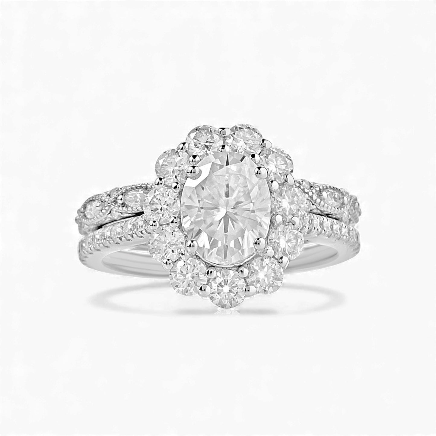 BOZ Lavie Oval Cut Moissanite Bride Set in 925 Sterling Silver