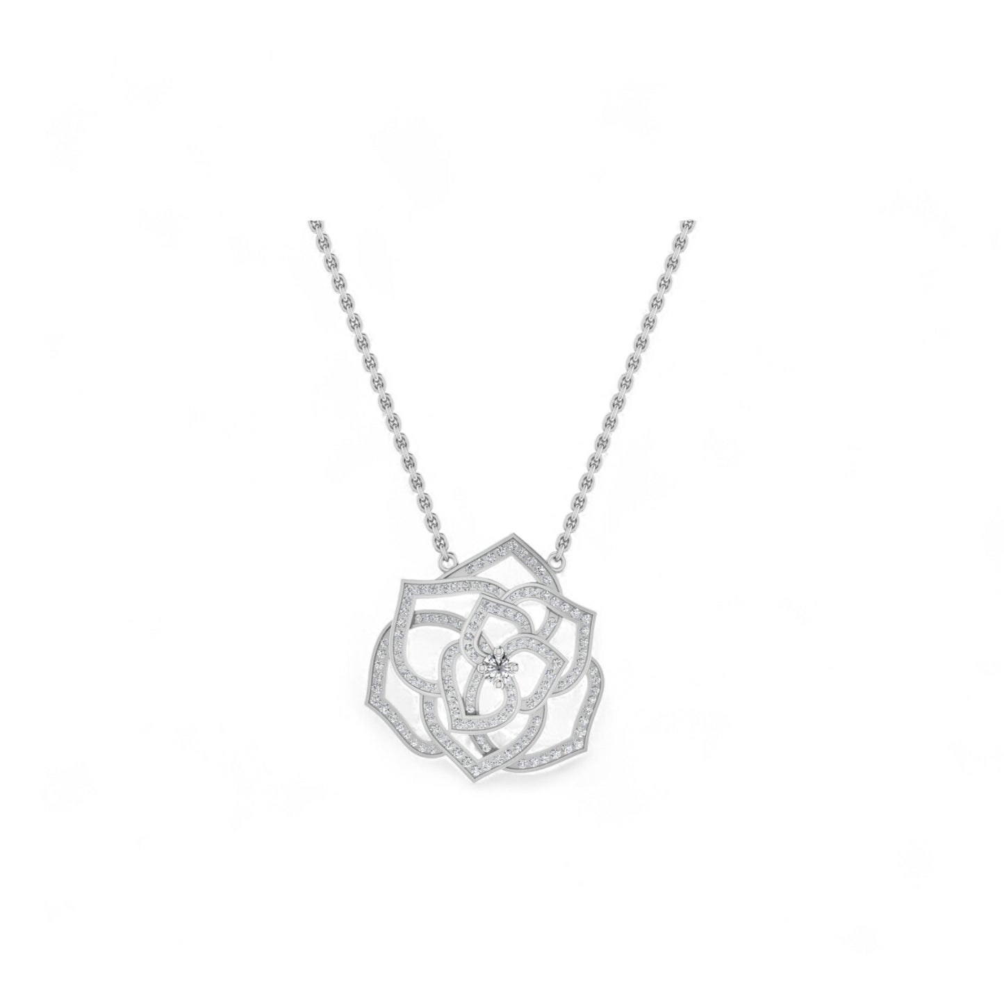 Maureen Floral Moissanite Necklace in 925 Sterling Silver