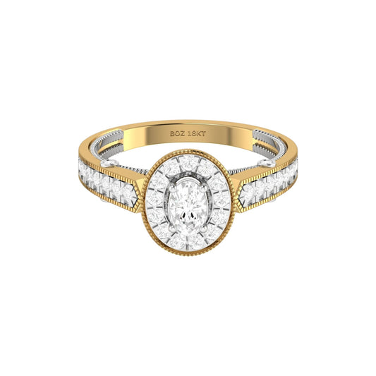Nala Oval Natural Diamond Engagement Ring in 18K Gold