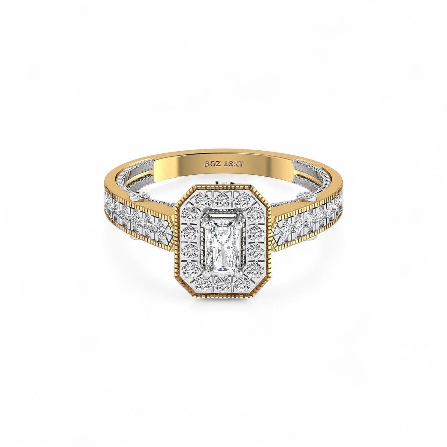 Nala Radiant Natural Diamond Engagement Ring in 18K Gold