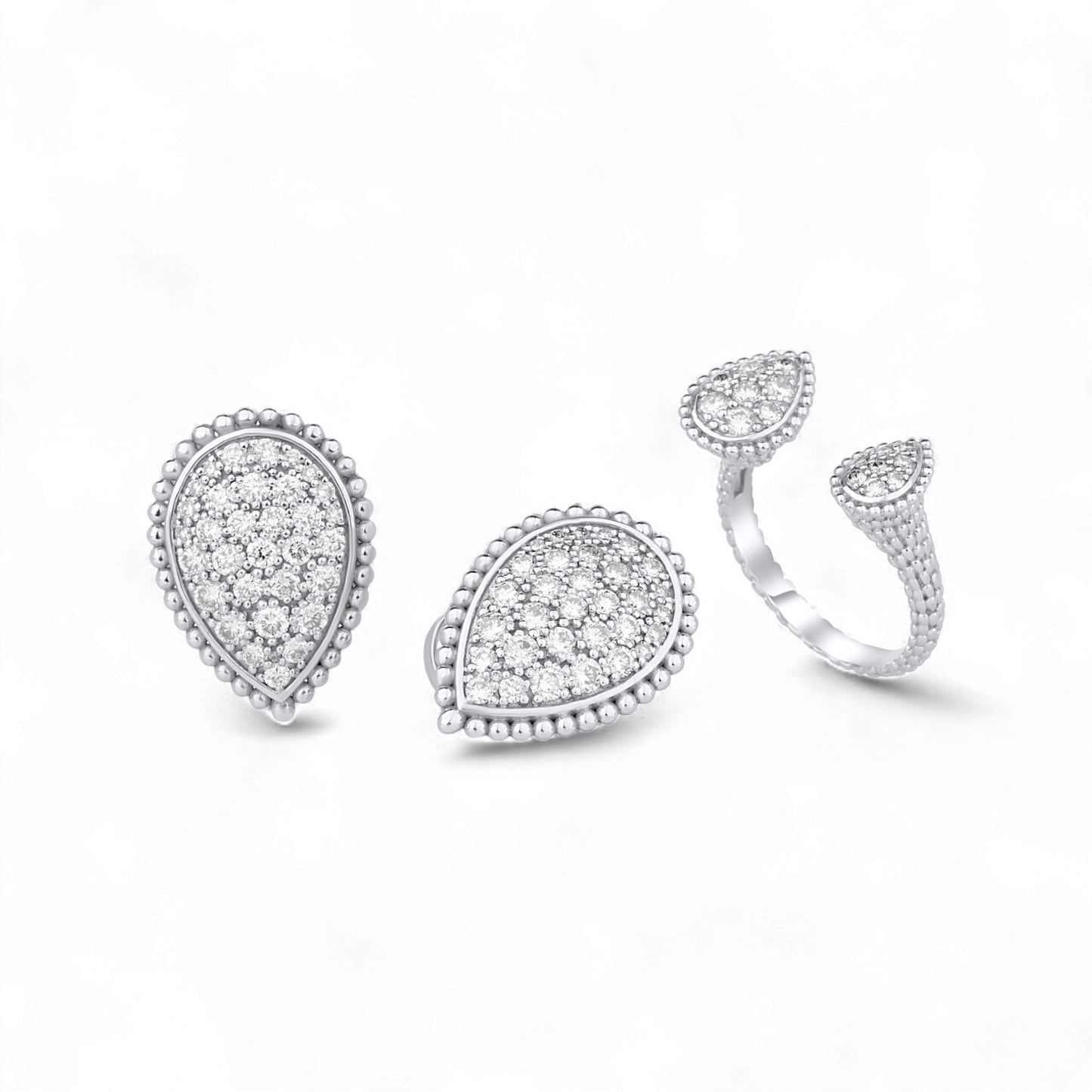 Radiance Pear Cut Pavé Studs in 18KT Gold