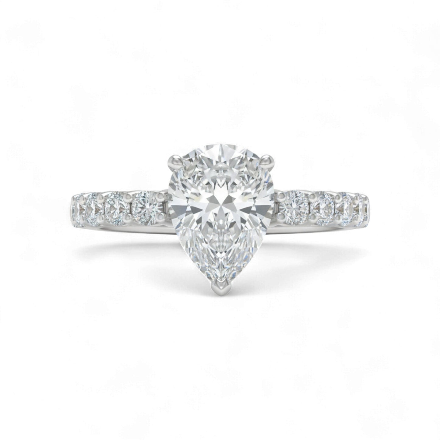 Vega Pear CZ Engagement Ring in 925 Sterling Silver