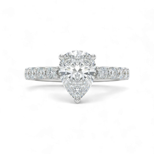 Vega Pear CZ Engagement Ring in 925 Sterling Silver