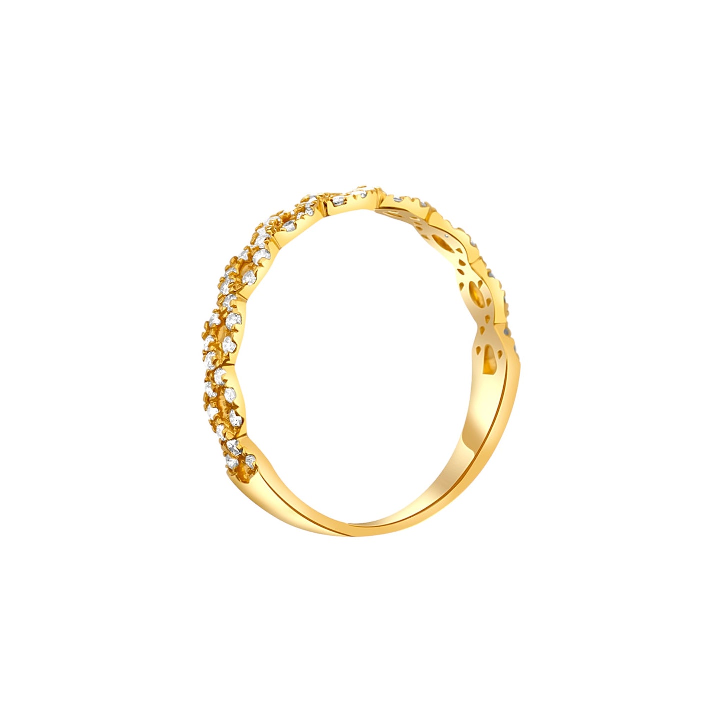 Gold ring with small stones on a white background