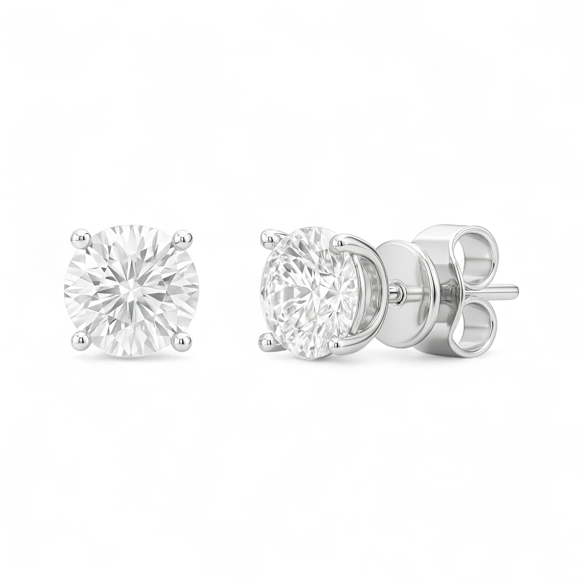 Diamond stud earrings on a white background