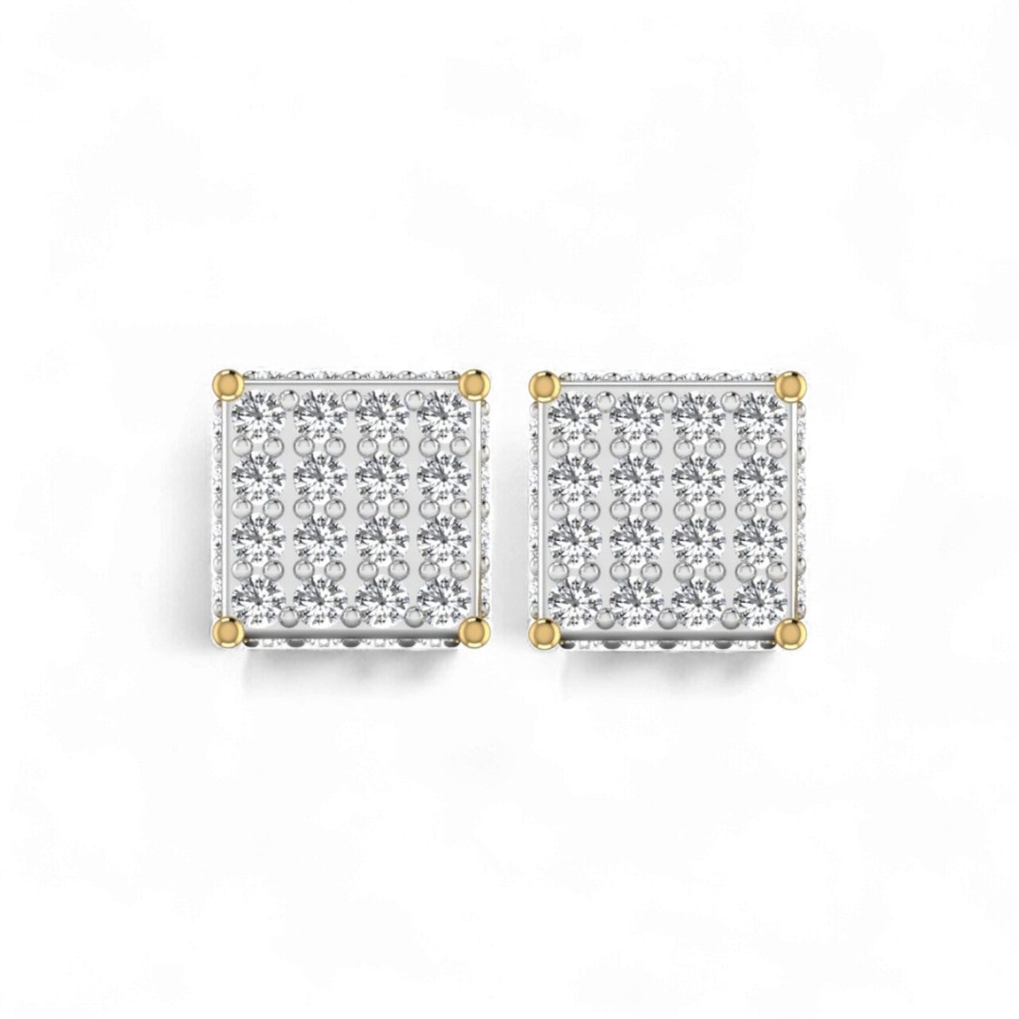Pair of diamond earrings on a white background
