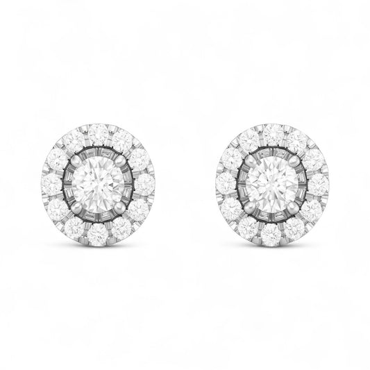 Pair of diamond earrings on a white background