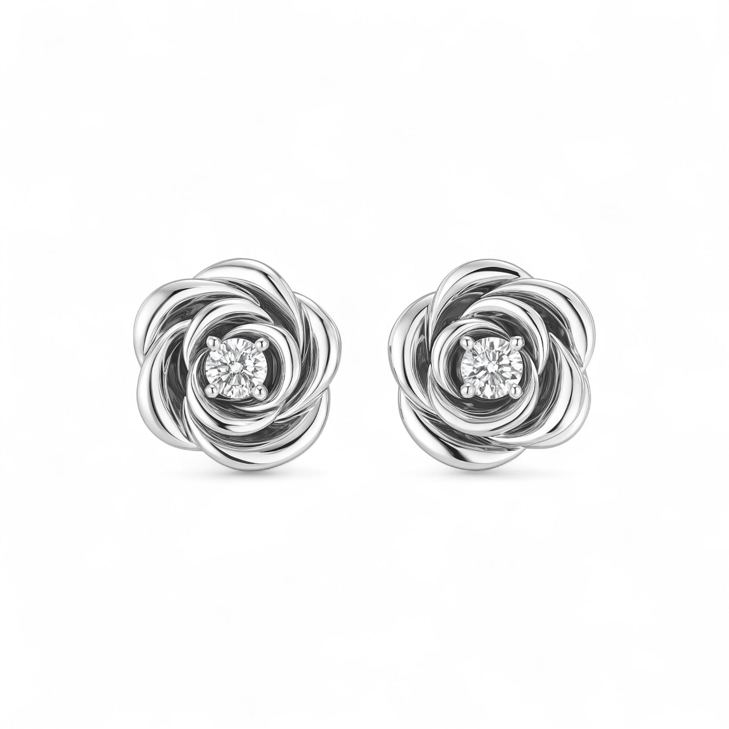 Belle Knot Natural Diamond Studs in 18KT Gold