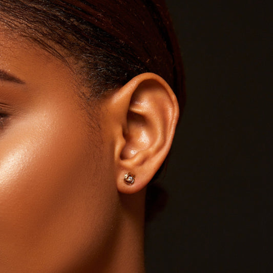 Belle Knot Natural Diamond Studs in 18KT Gold