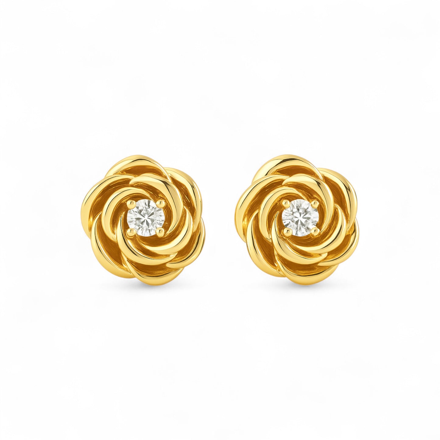 Belle Knot Natural Diamond Studs in 18KT Gold