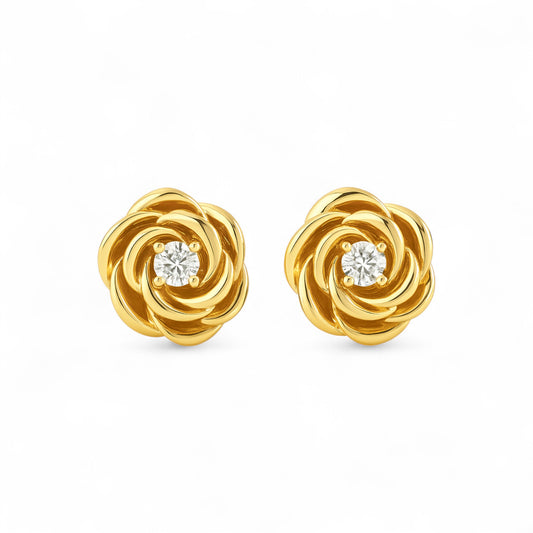 Belle Knot Natural Diamond Studs in 18KT Gold