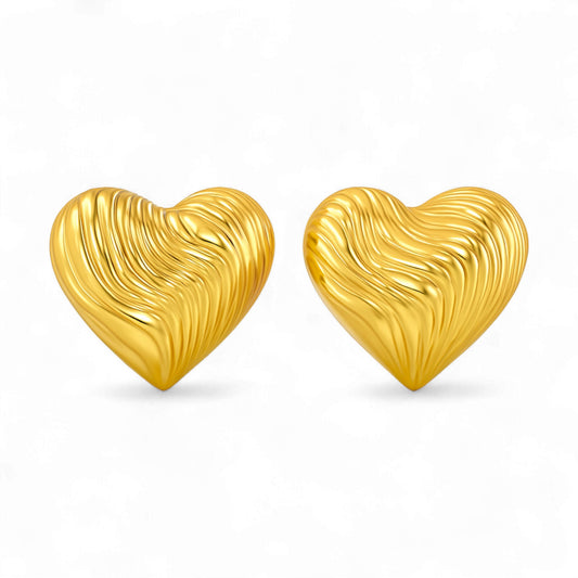 Big Heart Plain Gold Earrings in 18KT Gold