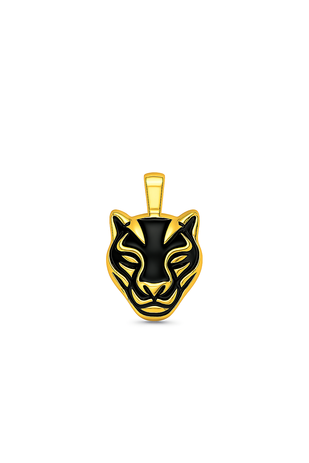 Gold and black panther pendant on a white background