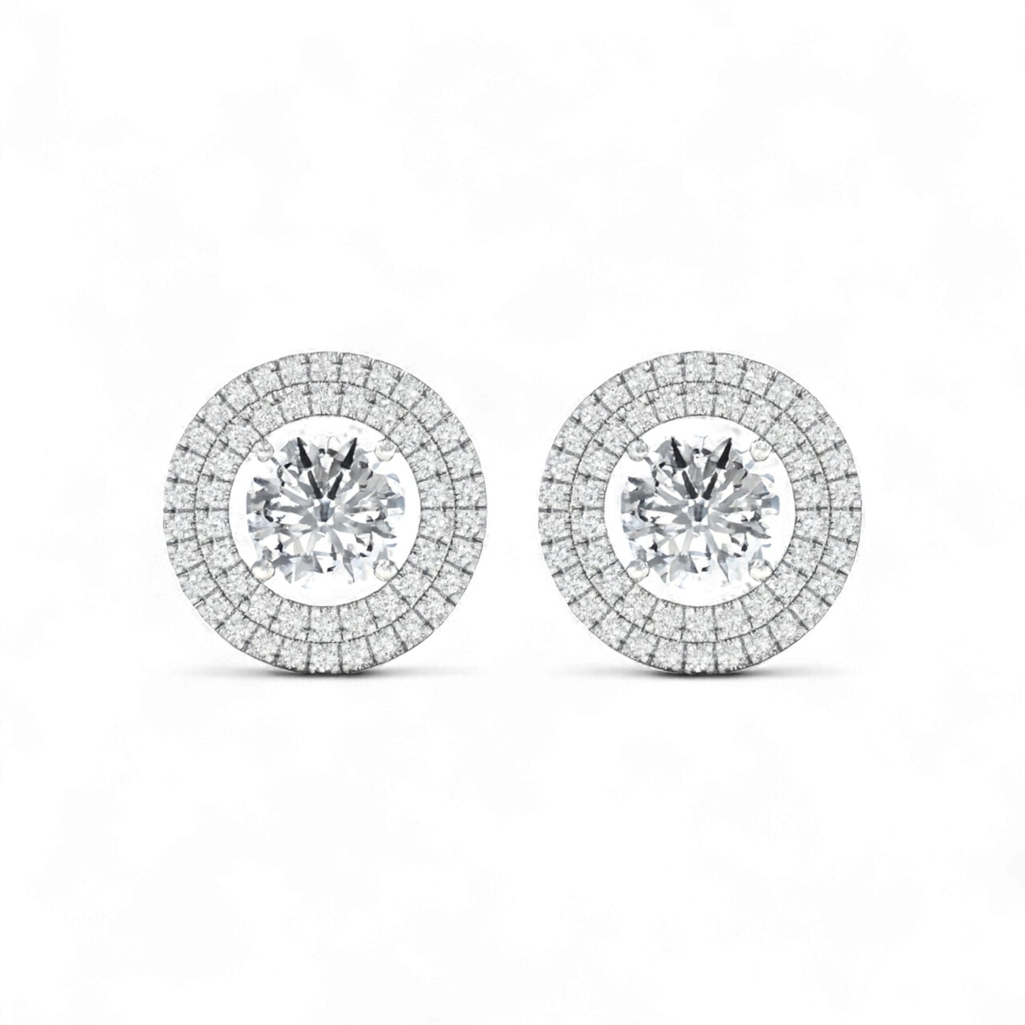 Amelia Baguette Round Cut Natural Diamond Studs in 18K Gold