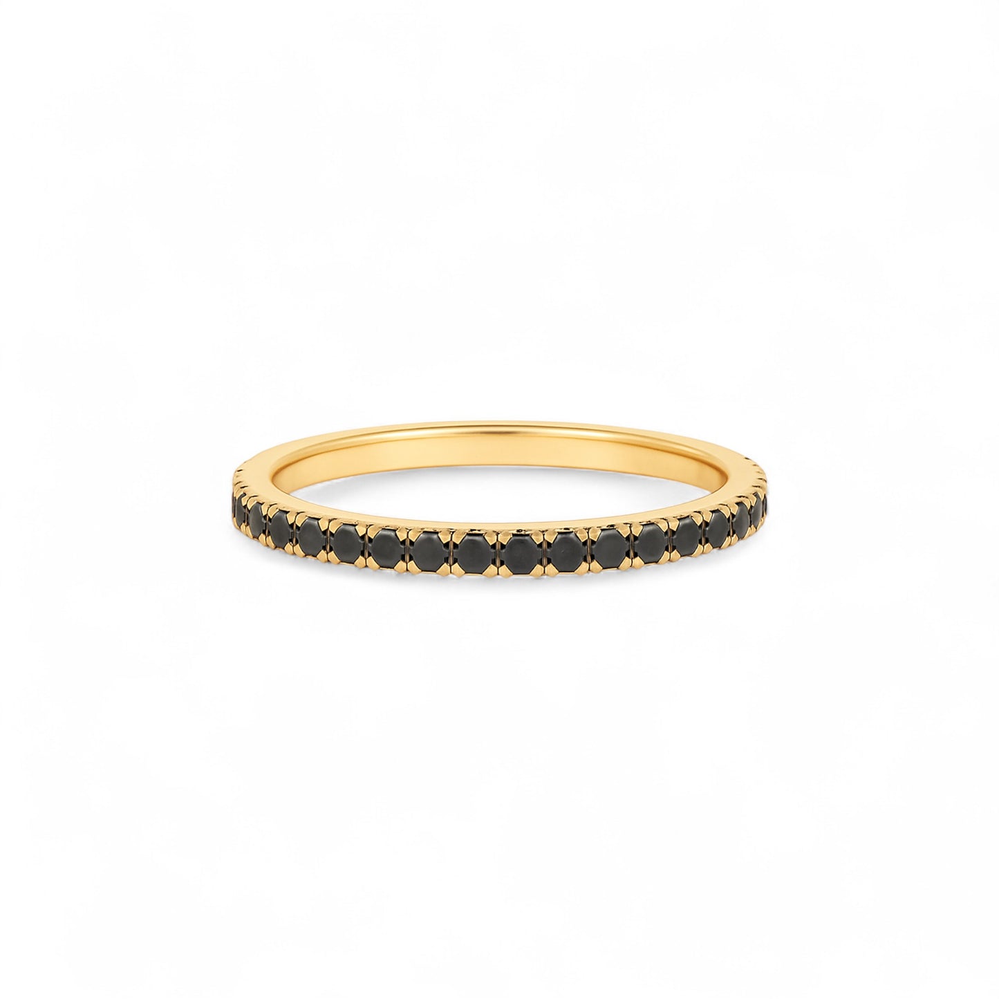 1.5MM Pave Black Diamond Band in 10K Gold