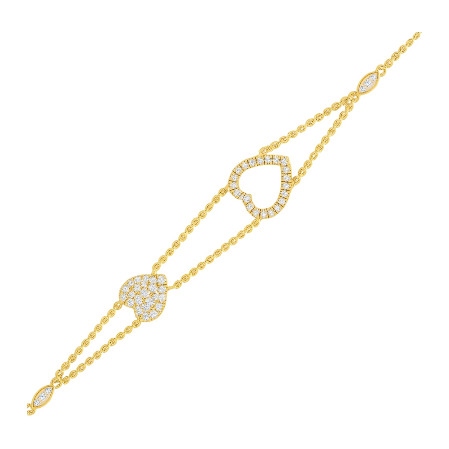 Velar Heart Shape Diamond Cluster Bracelet in 18KT Gold