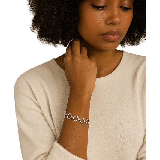 6 Clover Outline Diamond Bracelet in 18K Gold