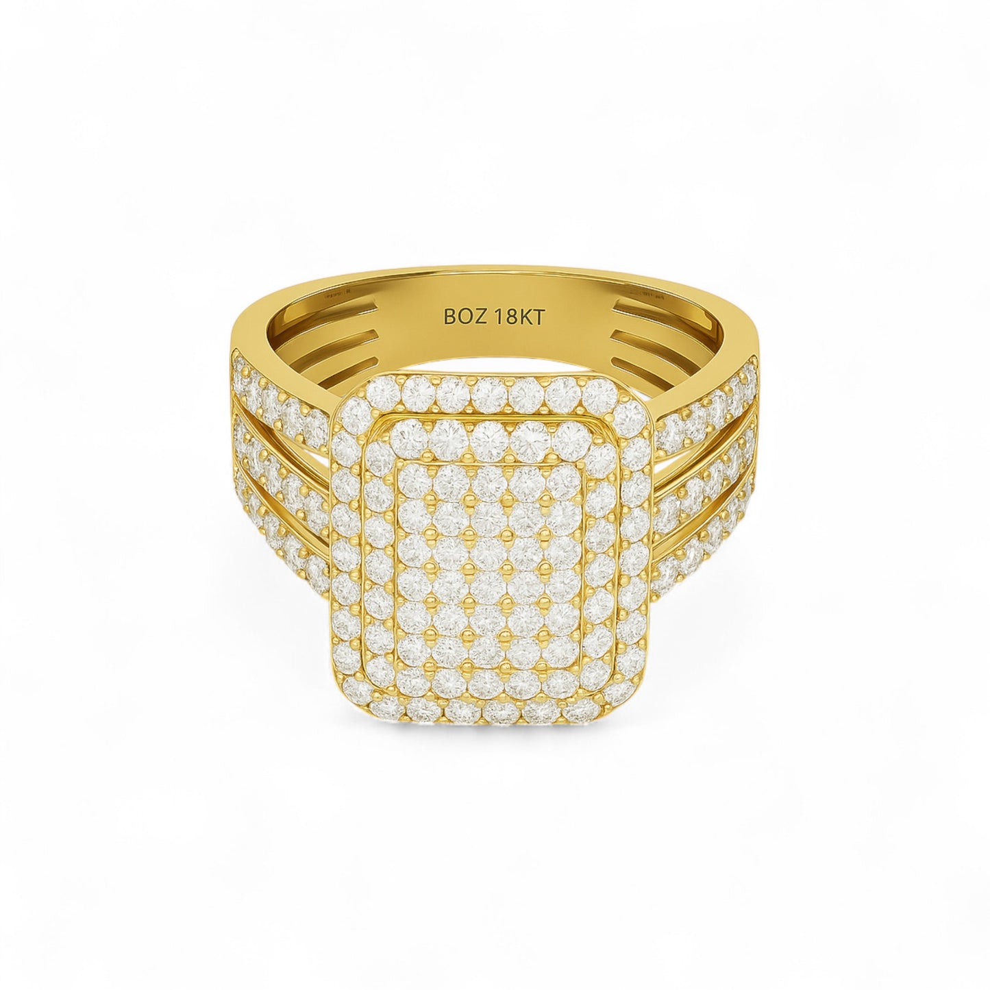 Omoni Radiant Cluster Natural Diamond Engagement Ring in 18K Gold