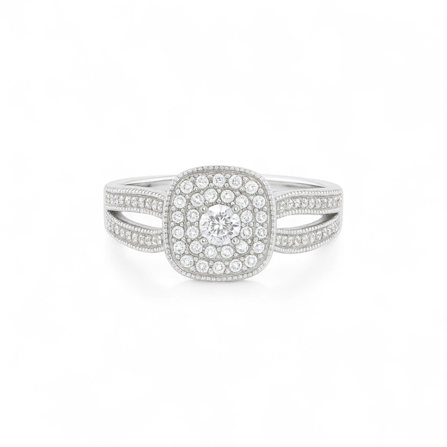 Cherry Cushion Cut Natural Diamond Engagement Ring in 14KT Gold