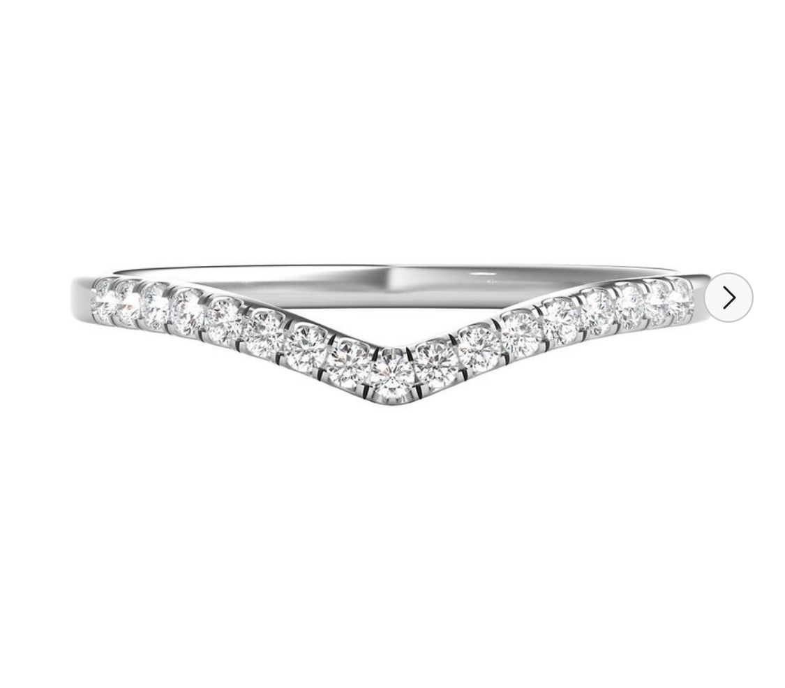 Wishbone Curve CZ Band in  925 Sterling Silver