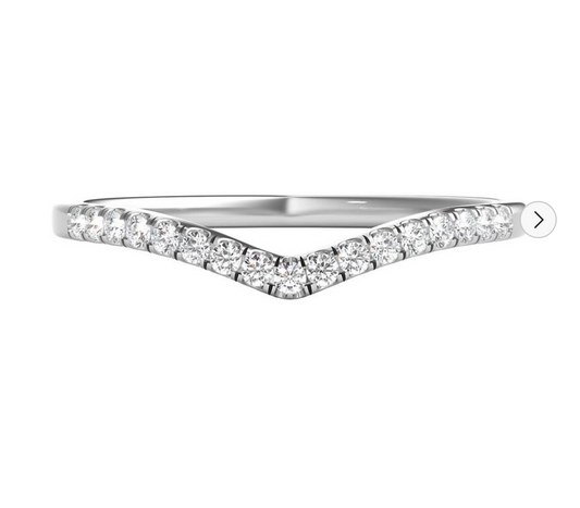 Wishbone Curve CZ Band in  925 Sterling Silver