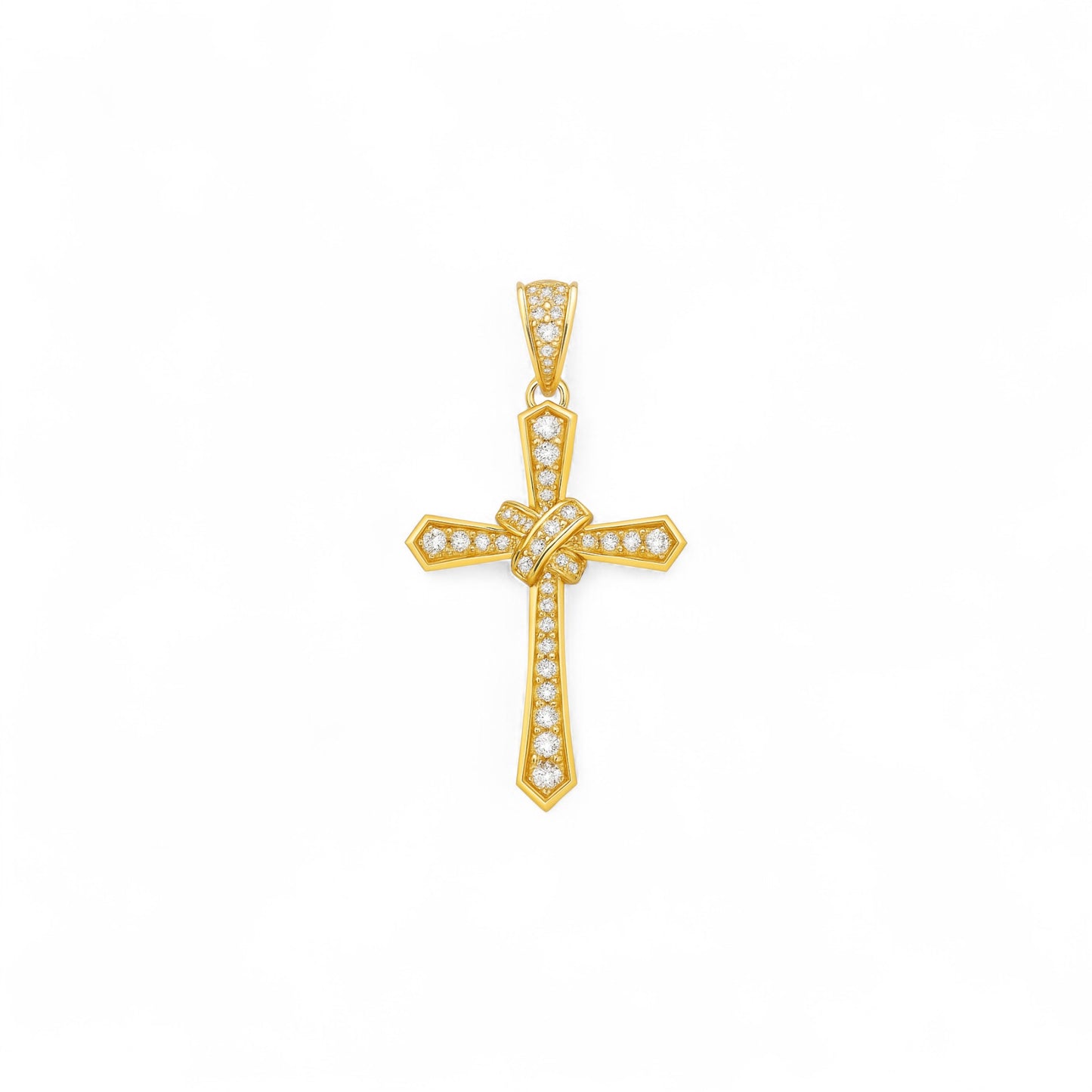 Criss Cross Diamond Pendant in 18k Gold