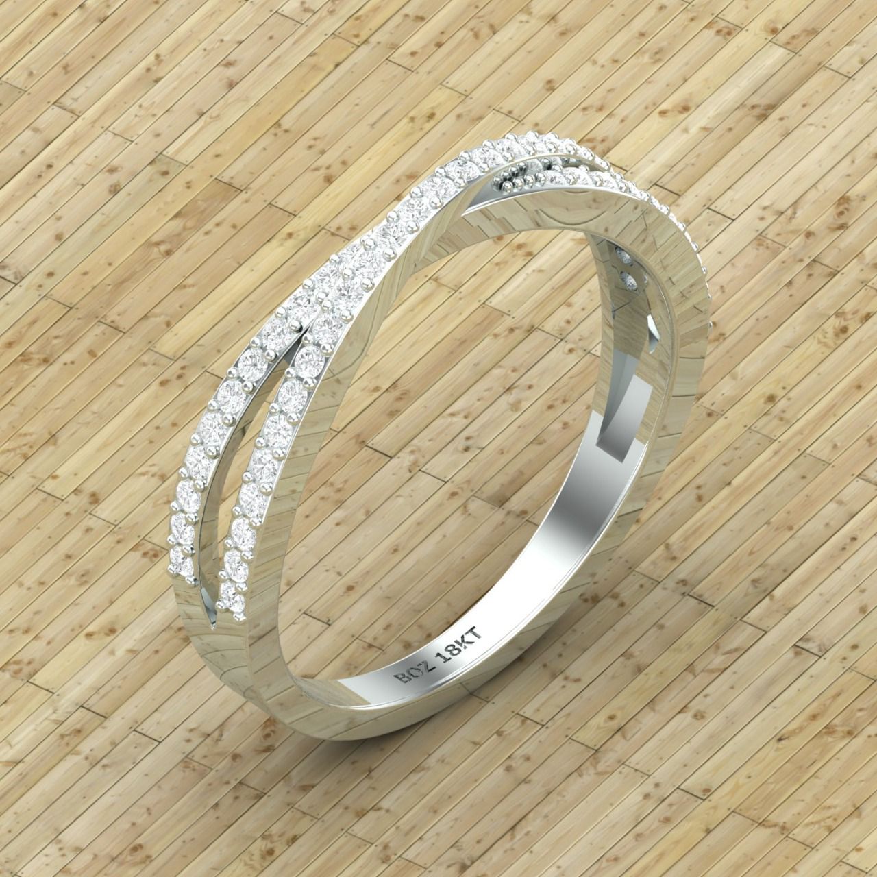 Crisscross Natural Diamond Pave Band in 18K Gold