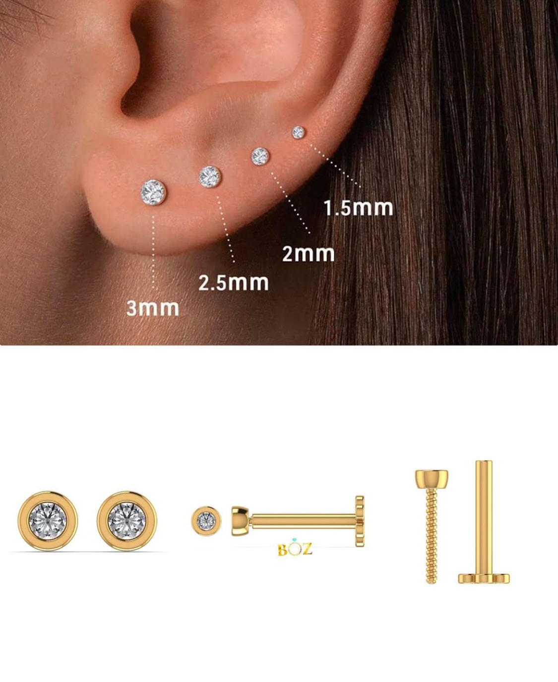 Bezel Diamond Studs in 18KT Gold