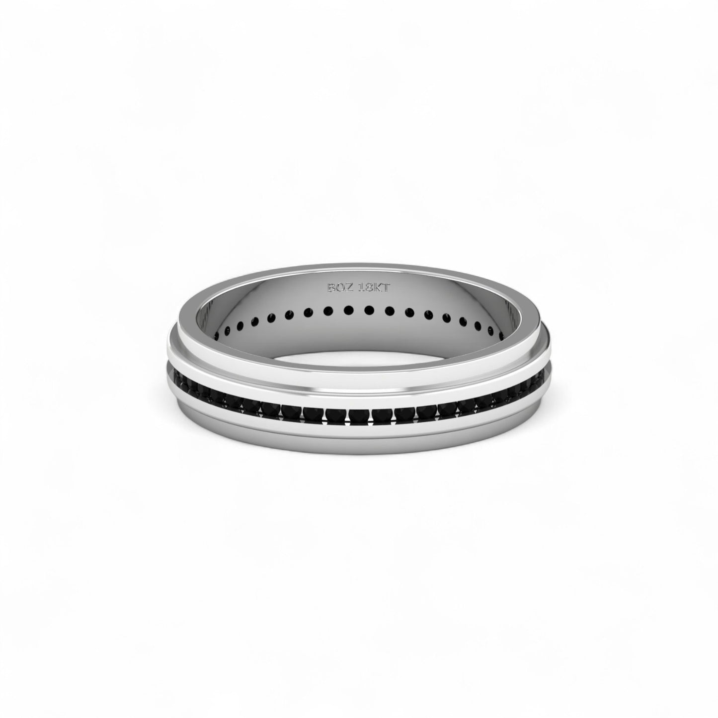 Emma 4mm Black Natural Diamond Band in 18K Gold