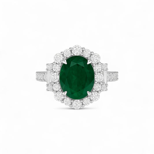 Empress Oval Cut Engagement Ring in 18K Gold