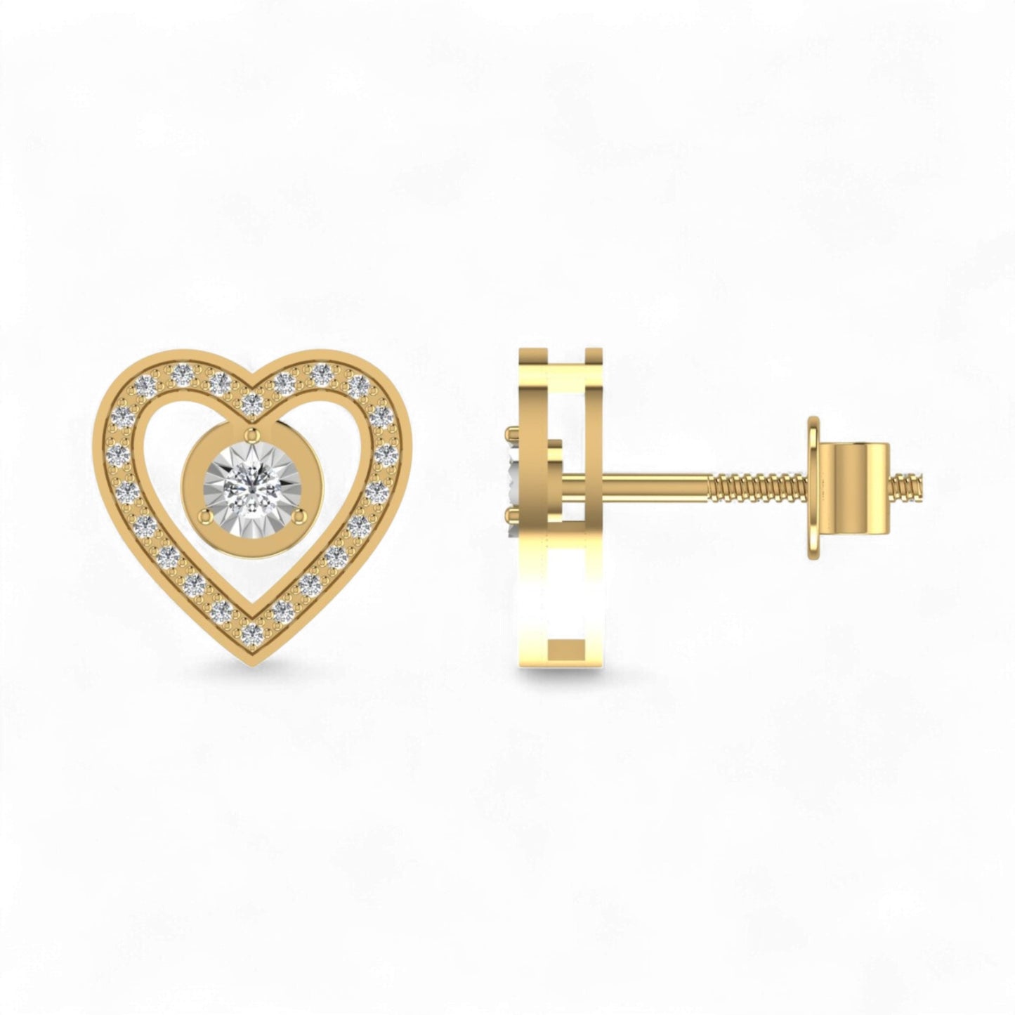 Eternal Heart Studs in 18KT Gold