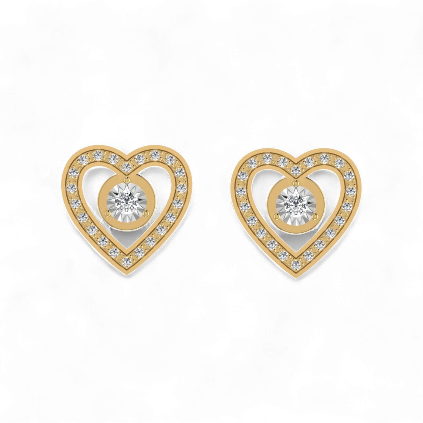 Eternal Heart Studs in 18KT Gold