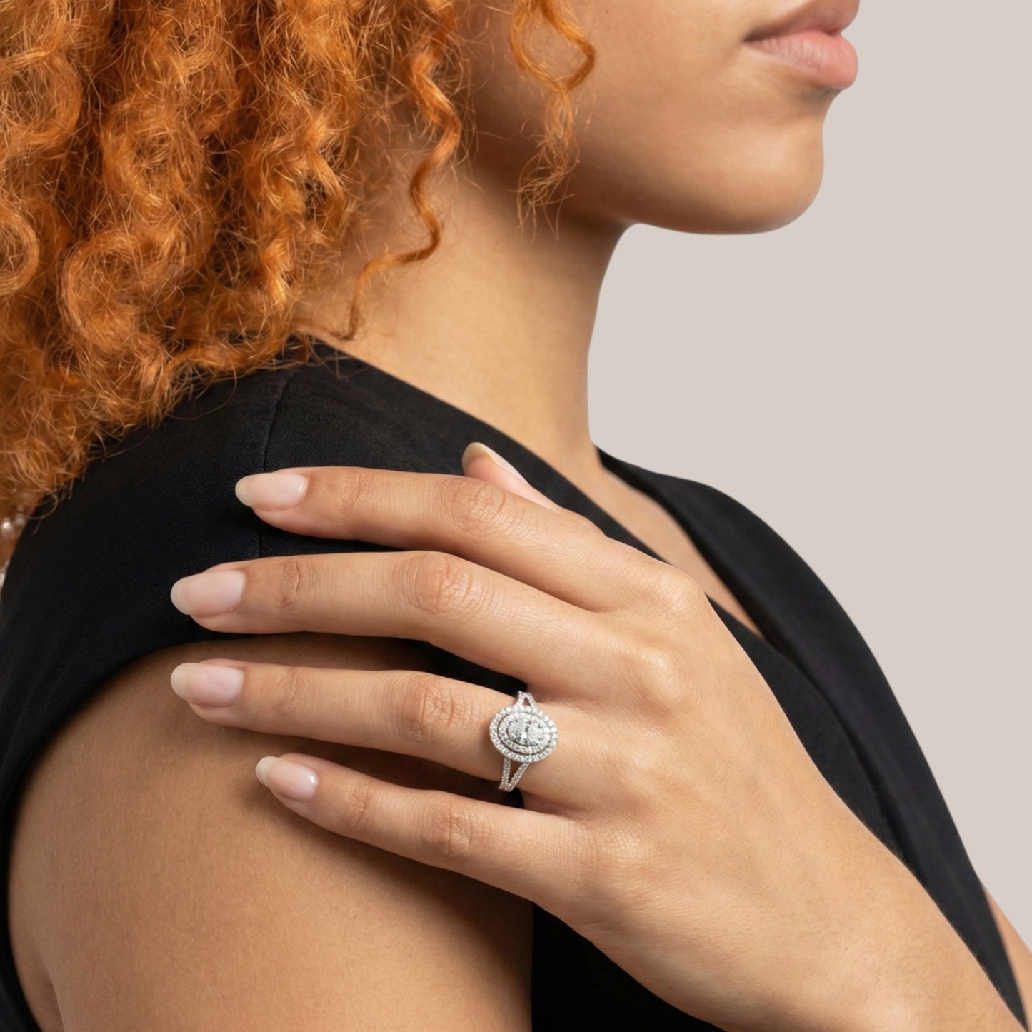 Jasmine Oval Cut Natural Diamond Engagement Ring in 18KT Gold