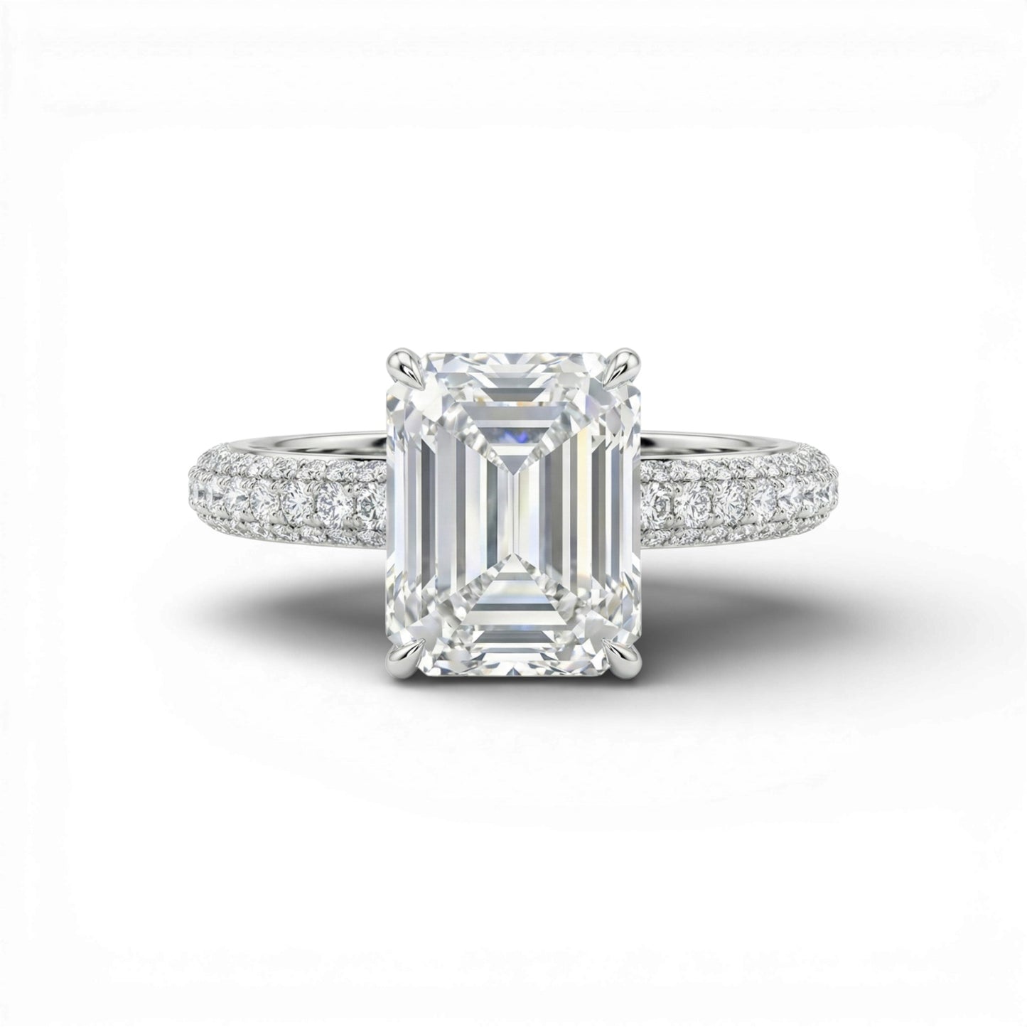 Amina Emerald Cut Moissanite Engagement Ring in 18KT Gold