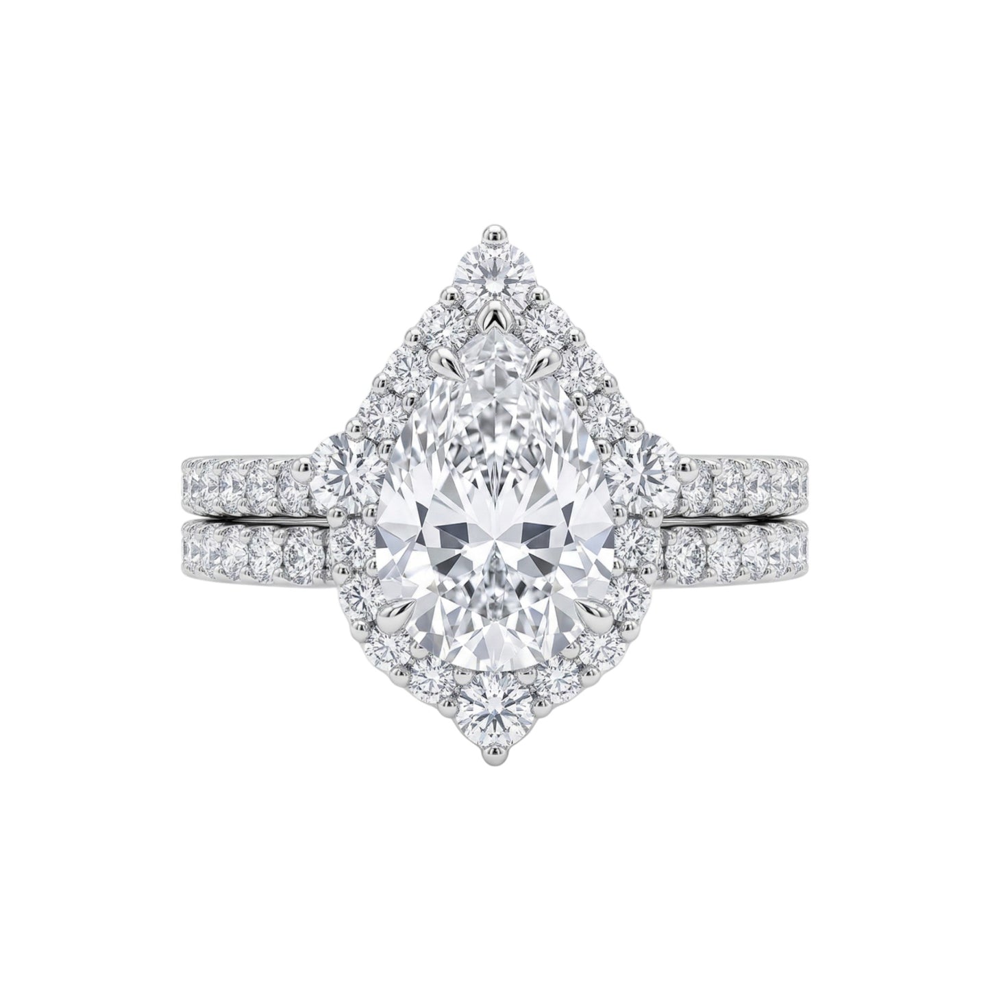 Quinn Pear Cut Moissanite Bride Set in 18K Gold