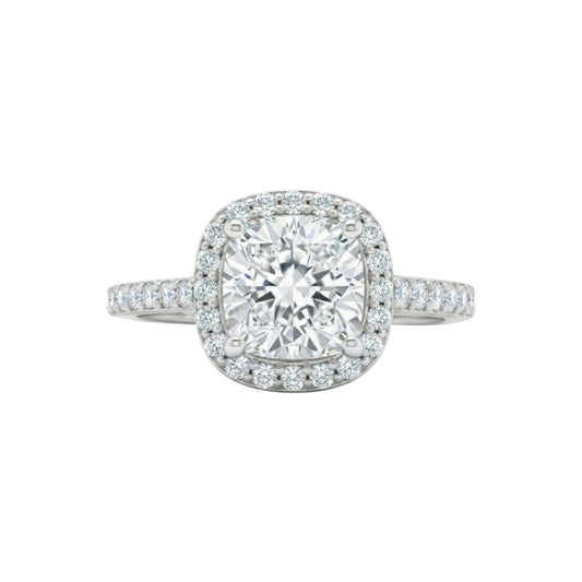 Classic Halo Cushion Cut CZ Engagement Ring in 925 Sterling Silver