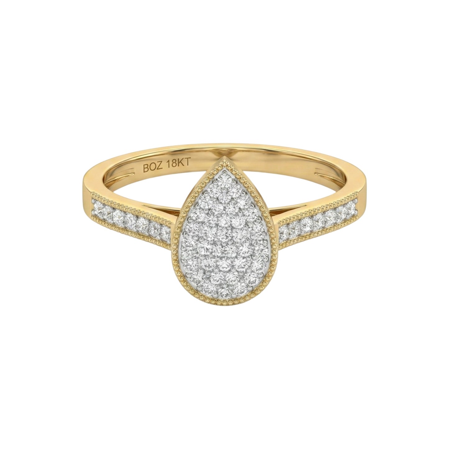 Pearl Pear Cut Diamond Engagement Ring in 18KT Gold