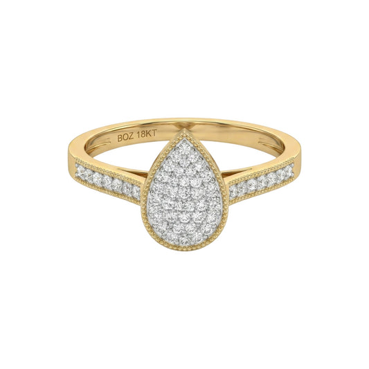 Pearl Pear Cut Diamond Engagement Ring in 18KT Gold