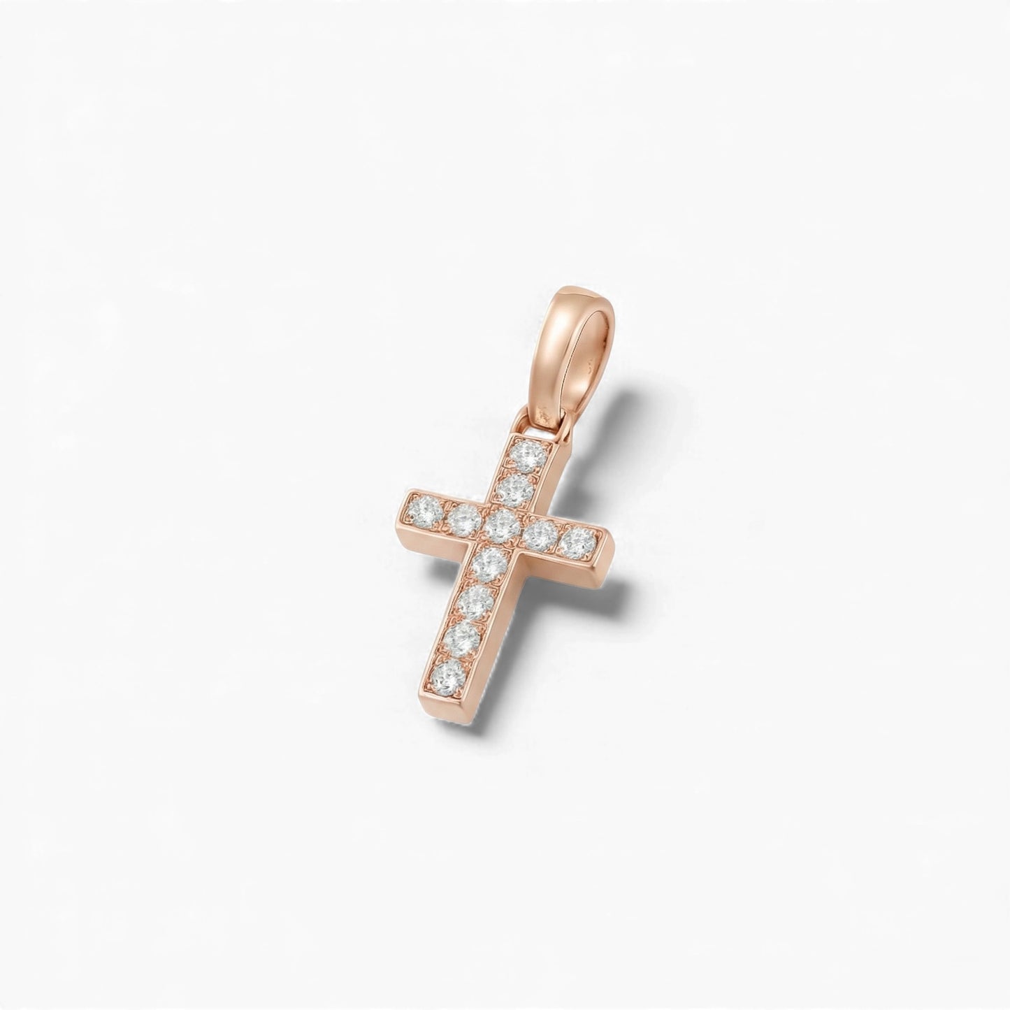 Mini Cross Natural Diamond Cross Pendant in 18KT Gold