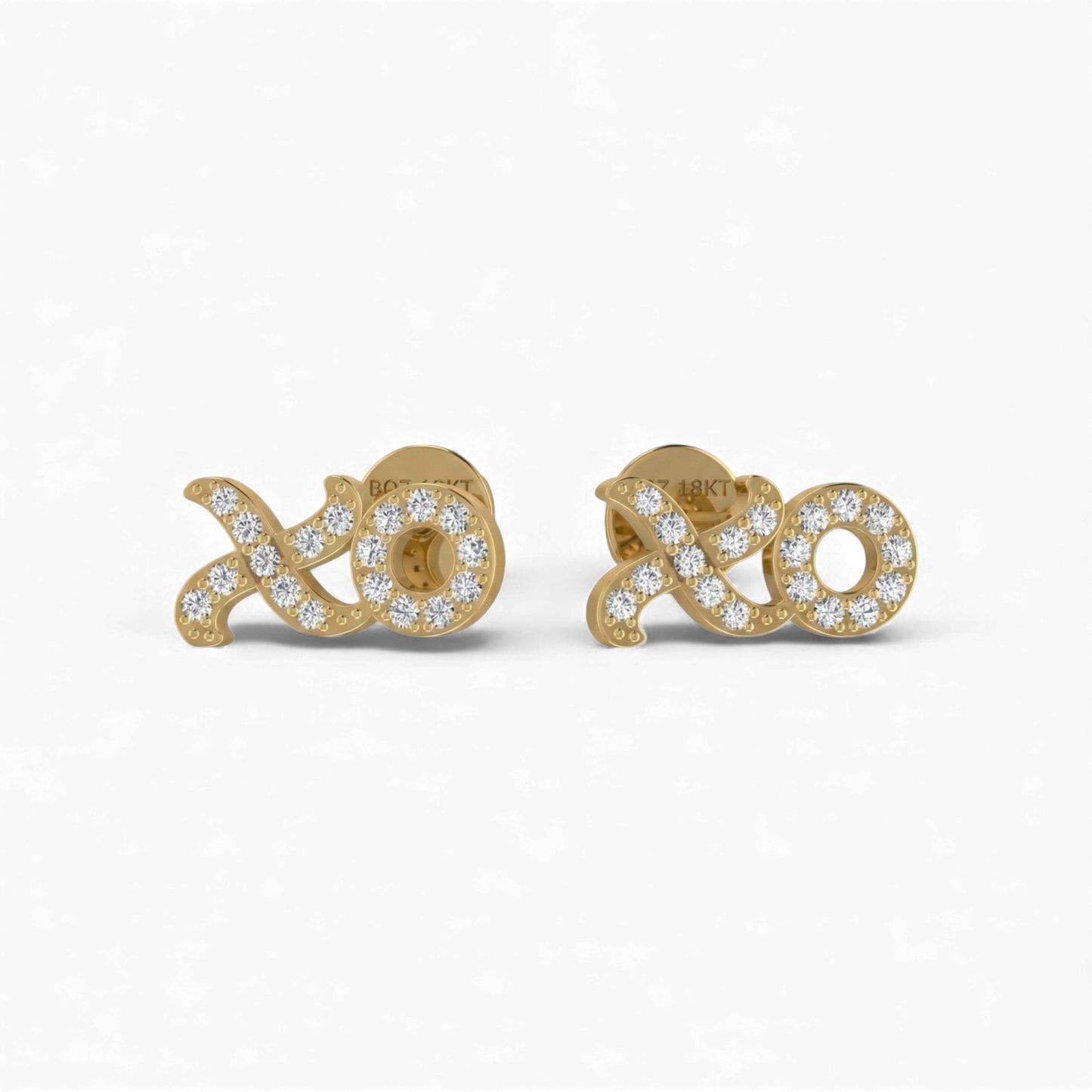 XOXO Mini Natural Diamond Studs in 18KT Gold