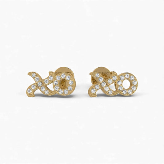 XOXO Mini Natural Diamond Studs in 18KT Gold