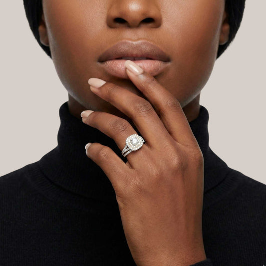 Audre Cushion Cut Moissanite Bridal Set in 925 Sterling Silver