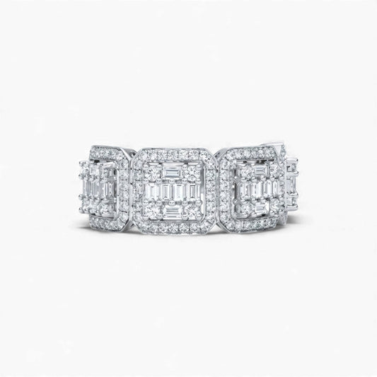 Cushion and Baguette Cut Lab Grown Diamond Ring in 18KT Gold
