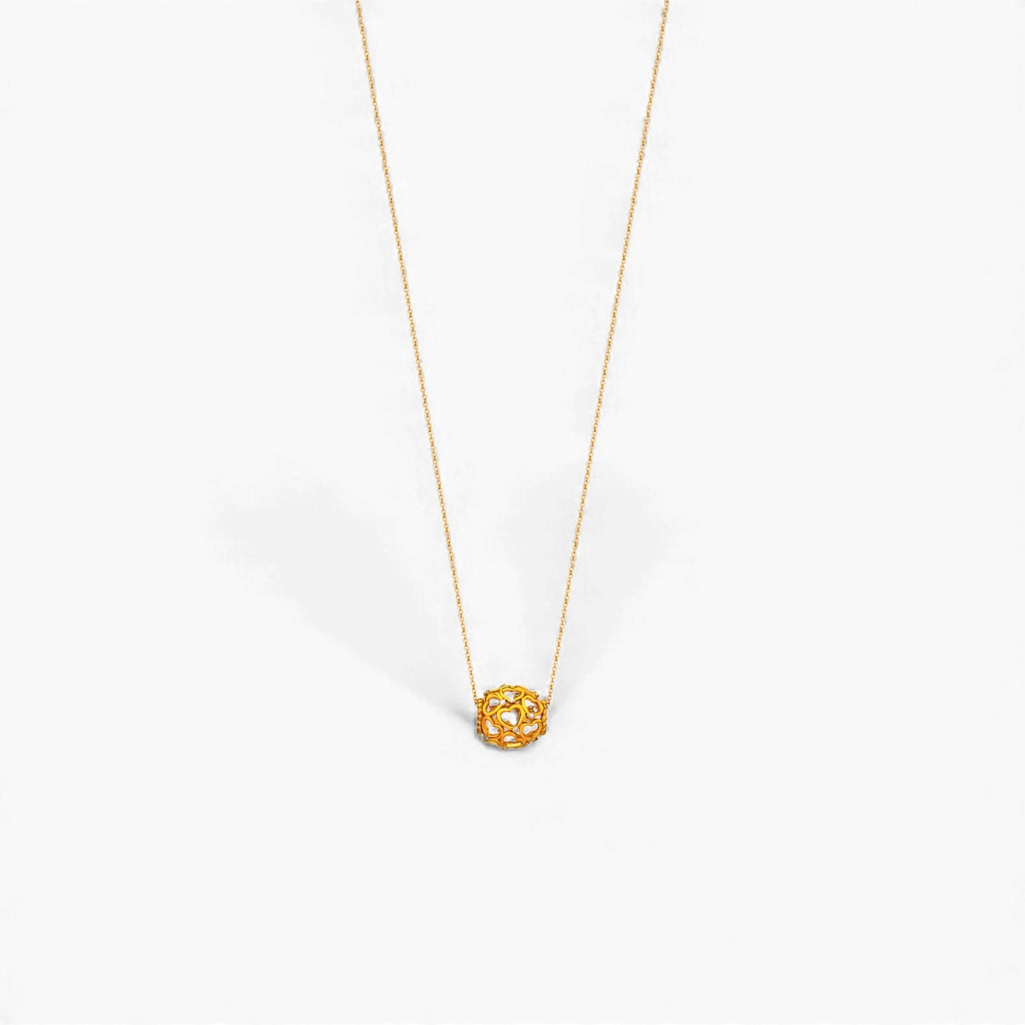 Hearts & Barrel Natural Diamond Necklace in 18KT Gold
