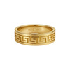 Gold ring with intricate design and 'BOZ 18KT' engraving on a white background