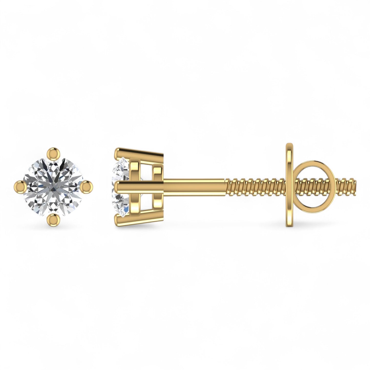 0.33CT Solitaire Natural Diamond Studs in 18KT Gold