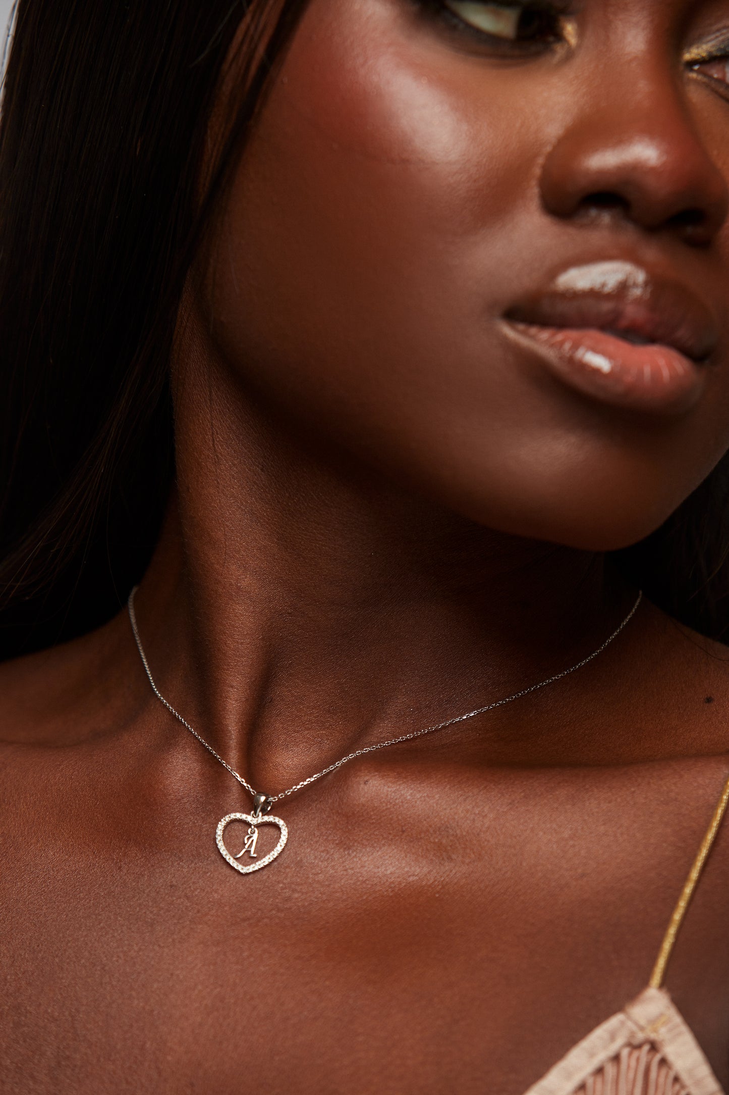 Initial In Love Shape Natural Diamond Pendent in 18K Gold