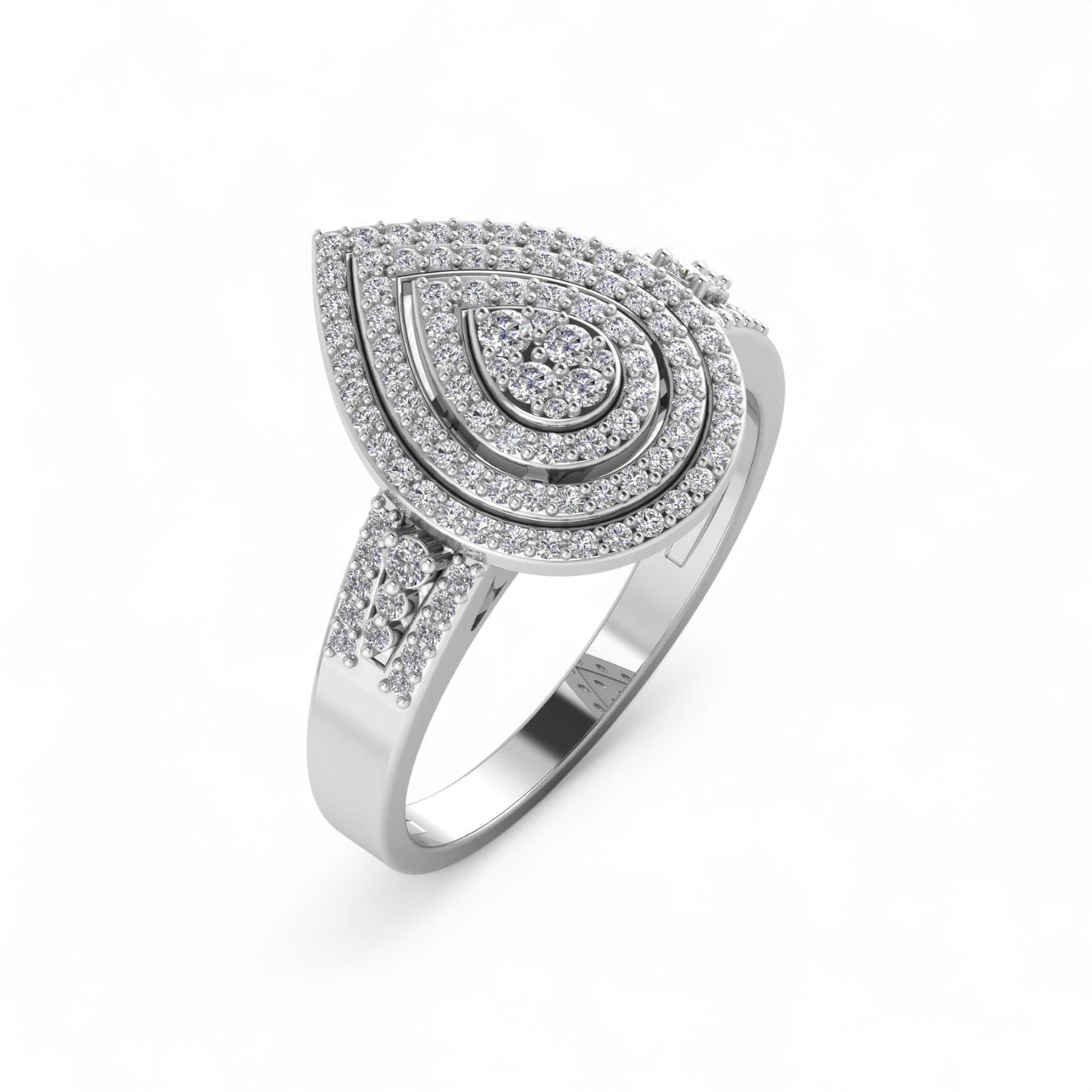 Jade Pear Cut Natural Diamond Engagement Ring in 18K Gold