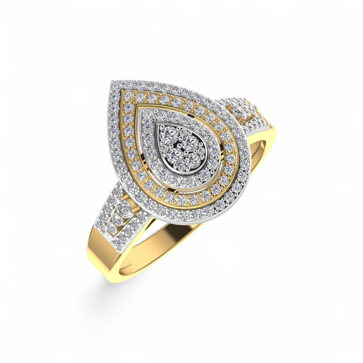 Jade Pear Cut Natural Diamond Engagement Ring in 18K Gold