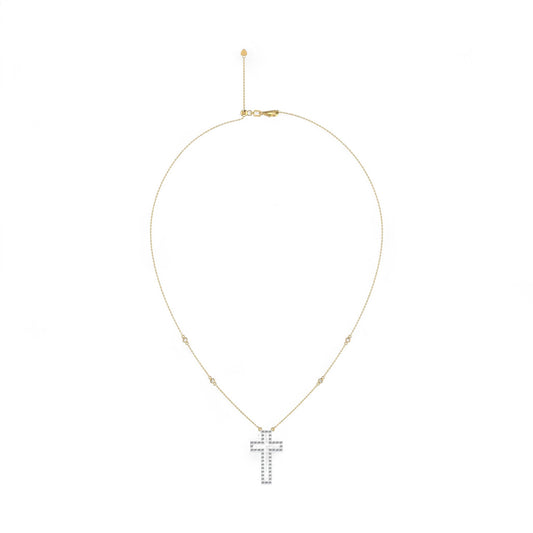 Kairo Outline Cross Diamond Necklace in 18K Gold